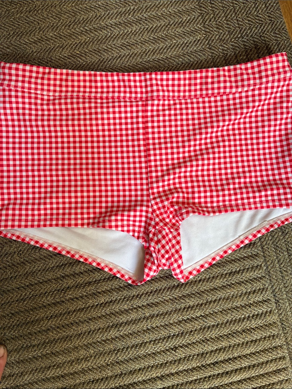 No Boundaries Red Gingham Swim bathing suit short bottoms small 4 6 S - Picture 5 of 5